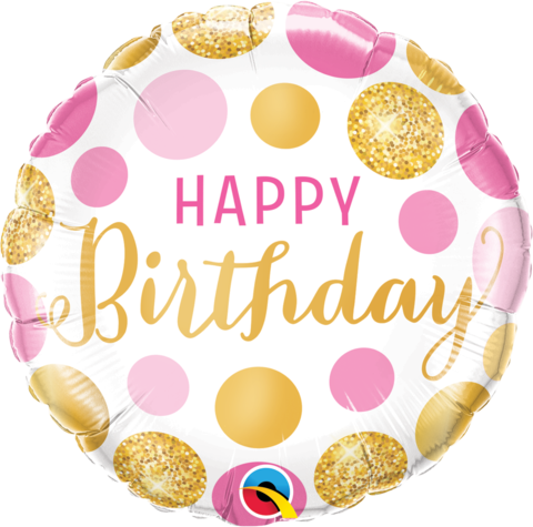 Pink & Gold Spots Foil Balloon