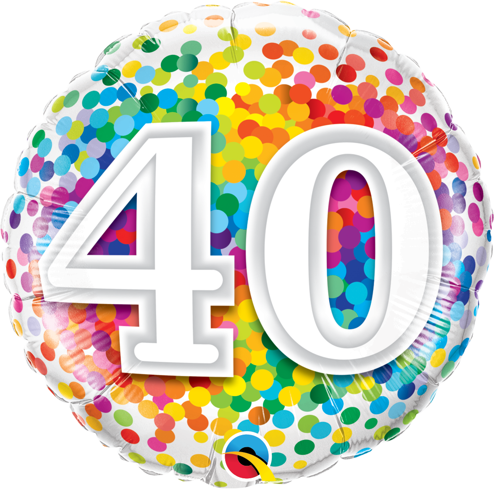40 Rainbow Confetti Foil Balloon