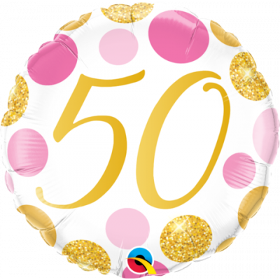 50 Pink & Gold Spots Foil Balloon
