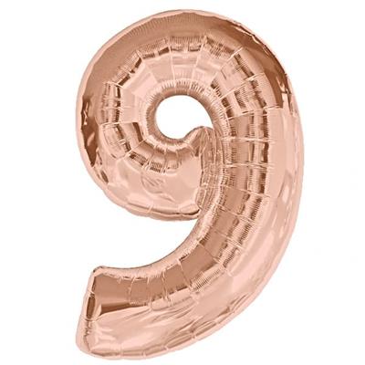 Number 9 Rose Gold Megaloon (86cm)